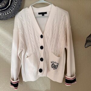 Tommy Hilfiger Women's White Cable Knit Cardigan